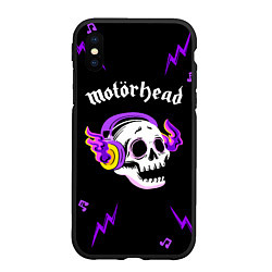 Чехол iPhone XS Max матовый Motorhead неоновый череп, цвет: 3D-черный