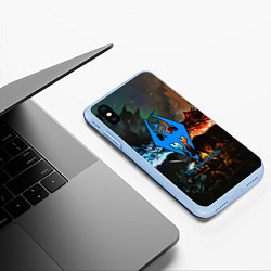 Чехол iPhone XS Max матовый Skyrim драконы, цвет: 3D-голубой — фото 2