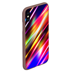 Чехол iPhone XS Max матовый Неоновая абстракция линии, цвет: 3D-коричневый — фото 2