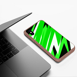 Чехол iPhone XS Max матовый Geometry stripes green, цвет: 3D-коричневый — фото 2