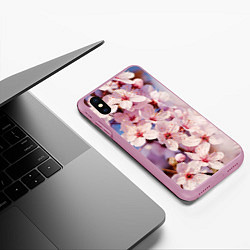 Чехол iPhone XS Max матовый Цветущая сакура крупно, цвет: 3D-розовый — фото 2