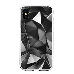 Чехол iPhone XS Max матовый Серая геометрия с бликами, цвет: 3D-белый