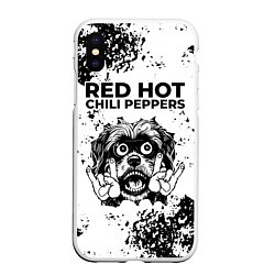 Чехол iPhone XS Max матовый Red Hot Chili Peppers - рок пес, цвет: 3D-белый