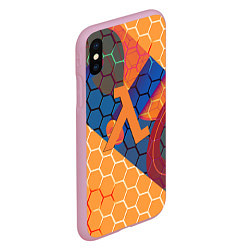 Чехол iPhone XS Max матовый Half life hexagon steel, цвет: 3D-розовый — фото 2