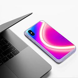 Чехол iPhone XS Max матовый Неоновый свет текстура, цвет: 3D-светло-сиреневый — фото 2