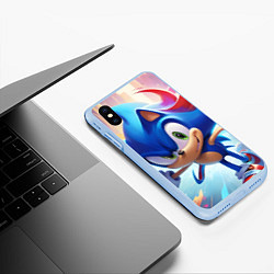 Чехол iPhone XS Max матовый Sonic 1, цвет: 3D-голубой — фото 2