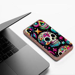 Чехол iPhone XS Max матовый Space collage with skulls and rockets - ai art, цвет: 3D-коричневый — фото 2