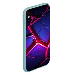 Чехол iPhone XS Max матовый Темные синие плиты и фиолетовый свет, цвет: 3D-мятный — фото 2