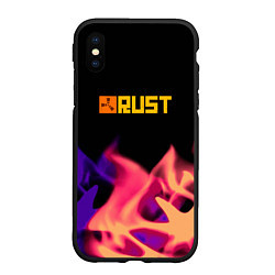 Чехол iPhone XS Max матовый RUST neon fire, цвет: 3D-черный