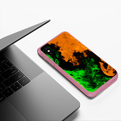 Чехол iPhone XS Max матовый Зелёный жёлтый огонь, цвет: 3D-малиновый — фото 2