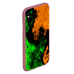 Чехол iPhone XS Max матовый Зелёный жёлтый огонь, цвет: 3D-малиновый — фото 2