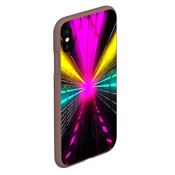 Чехол iPhone XS Max матовый Неоновые лучи текстура, цвет: 3D-коричневый — фото 2