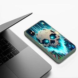 Чехол iPhone XS Max матовый Minecraft skull - ai art fantasy, цвет: 3D-темно-зеленый — фото 2