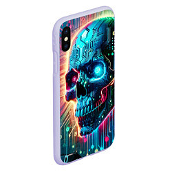 Чехол iPhone XS Max матовый Cool cyber skull - neon glow, цвет: 3D-светло-сиреневый — фото 2