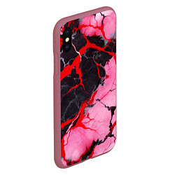 Чехол iPhone XS Max матовый Мрамор в розовых оттенках, цвет: 3D-малиновый — фото 2