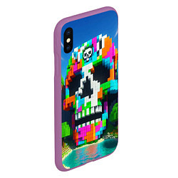 Чехол iPhone XS Max матовый Minecraft landscape with skull - ai art fantasy, цвет: 3D-фиолетовый — фото 2