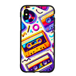 Чехол iPhone XS Max матовый Магия микстейпов: Цветная ностальгия, цвет: 3D-черный