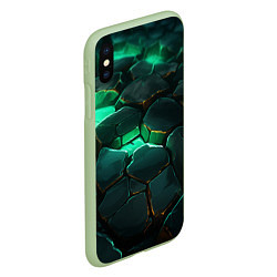 Чехол iPhone XS Max матовый Зеленые камни с освещением текстура, цвет: 3D-салатовый — фото 2