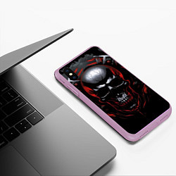 Чехол iPhone XS Max матовый Металлическо-красный череп, цвет: 3D-сиреневый — фото 2