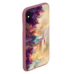 Чехол iPhone XS Max матовый Слияние цветов, цвет: 3D-малиновый — фото 2