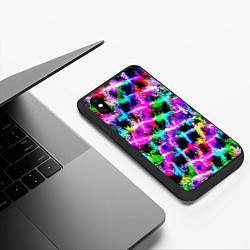 Чехол iPhone XS Max матовый Абстрактная решетка - переплетение цветов, цвет: 3D-черный — фото 2