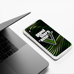 Чехол iPhone XS Max матовый Grand Theft Auto V - logo, цвет: 3D-белый — фото 2