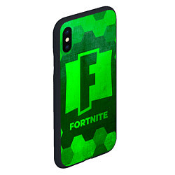 Чехол iPhone XS Max матовый Fortnite - green gradient, цвет: 3D-черный — фото 2