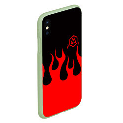 Чехол iPhone XS Max матовый Linkin park logo fire, цвет: 3D-салатовый — фото 2