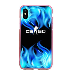 Чехол iPhone XS Max матовый CGGO blue flame, цвет: 3D-розовый