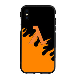 Чехол iPhone XS Max матовый Half life orange fire, цвет: 3D-черный