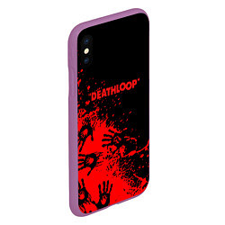 Чехол iPhone XS Max матовый Deathloop руки краска, цвет: 3D-фиолетовый — фото 2