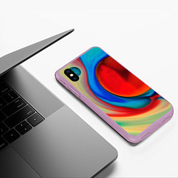 Чехол iPhone XS Max матовый Жидкие цветные краски, цвет: 3D-сиреневый — фото 2