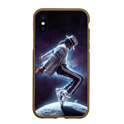 Чехол iPhone XS Max матовый Michael Jackson on the moon, цвет: 3D-коричневый