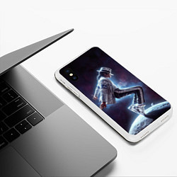 Чехол iPhone XS Max матовый Michael Jackson on the moon, цвет: 3D-белый — фото 2