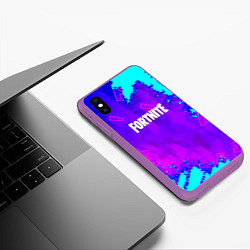 Чехол iPhone XS Max матовый Fortnite neon game, цвет: 3D-фиолетовый — фото 2