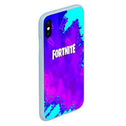 Чехол iPhone XS Max матовый Fortnite neon game, цвет: 3D-голубой — фото 2