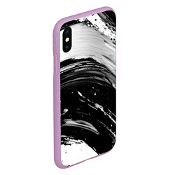 Чехол iPhone XS Max матовый Черно-белая абстракция - гранж чернила, цвет: 3D-сиреневый — фото 2