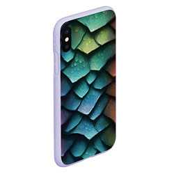 Чехол iPhone XS Max матовый Цветная чешуя дракона, цвет: 3D-светло-сиреневый — фото 2