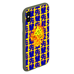 Чехол iPhone XS Max матовый Samurai logo patten japan, цвет: 3D-темно-зеленый — фото 2