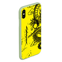 Чехол iPhone XS Max матовый Syberpunk dragon tatoo, цвет: 3D-салатовый — фото 2