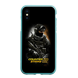 Чехол iPhone XS Max матовый Counter strike спецназовец, цвет: 3D-мятный