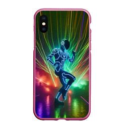 Чехол iPhone XS Max матовый Neon cyber dance - ai art fantasy, цвет: 3D-малиновый