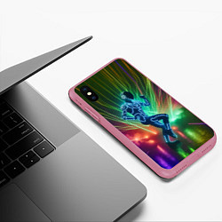 Чехол iPhone XS Max матовый Neon cyber dance - ai art fantasy, цвет: 3D-малиновый — фото 2