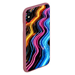 Чехол iPhone XS Max матовый Неоновые полосы - нейроарт, цвет: 3D-малиновый — фото 2