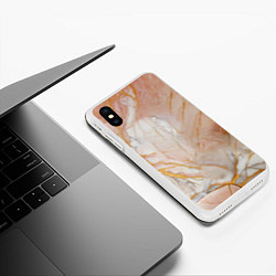 Чехол iPhone XS Max матовый Розовый мрамор и золотая текстура, цвет: 3D-белый — фото 2