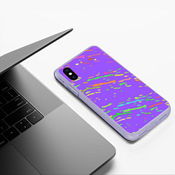 Чехол iPhone XS Max матовый Яркие штрихи, цвет: 3D-светло-сиреневый — фото 2