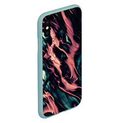 Чехол iPhone XS Max матовый Абстракция тёмный бирюзово-розовый, цвет: 3D-мятный — фото 2