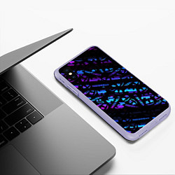 Чехол iPhone XS Max матовый Marshmello neon club, цвет: 3D-светло-сиреневый — фото 2