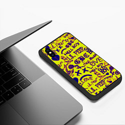 Чехол iPhone XS Max матовый Lil peep rap pattern, цвет: 3D-черный — фото 2