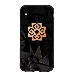 Чехол iPhone XS Max матовый Breaking Benjamin golden poly, цвет: 3D-черный